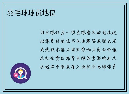 羽毛球球员地位